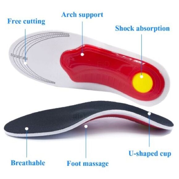 Foot Orthotics Insoles Arch Support Shoe Inserts Cuttable Special Shaped Breath - Picture 3 of 11